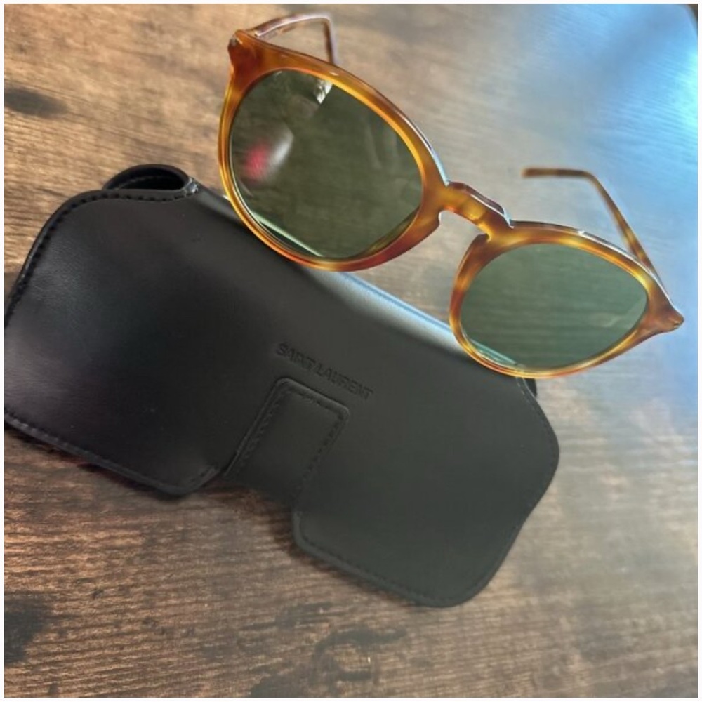 Saint Laurent Tortoise Shell Sunglasses with Havana Green Lenses - Picture 6 of 10